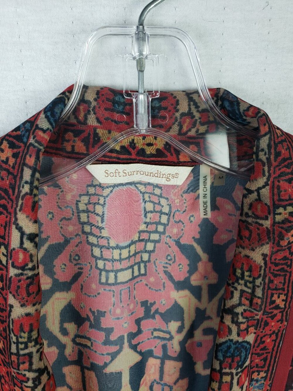 Soft Surroundings Kimono Tunic Top Oversized Sheer Bohemian Floral size M Ethnic - Picture 2 of 12